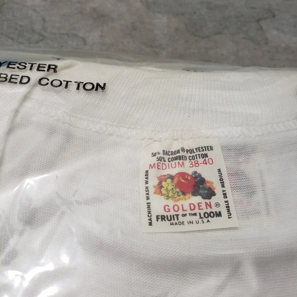 VTG Fruit of the Loom V-Neck Shirt Men Medium White 3-Pack Made in USA NWT 60s